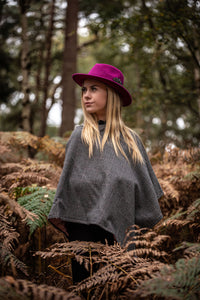 Limited Edition Harris Tweed Grey Check Open Neck Poncho