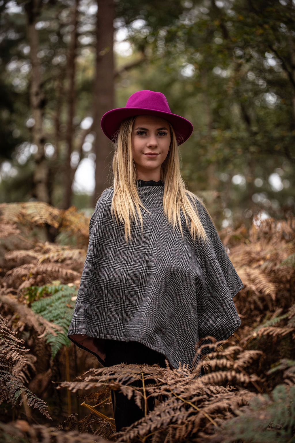 Limited Edition Harris Tweed Grey Check Open Neck Poncho