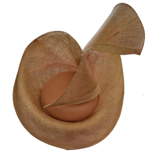 Large Beige & Pink Sculptural Hat