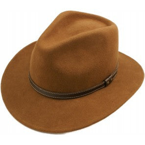 Fedora Hat Light Brown with Faux Leather Band