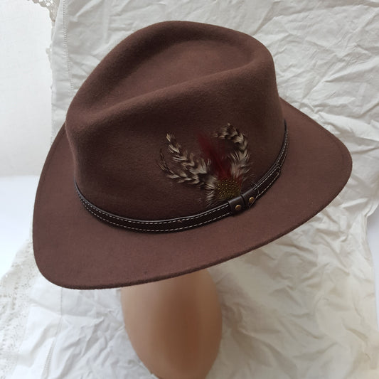 Brown 100% Wool Fedora