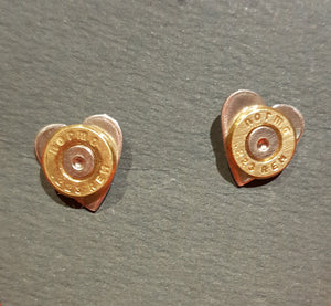 Silver Heart Shaped Earrings With Cartridge End