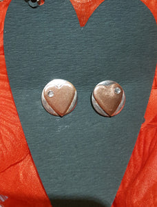 Silver Earrings With Copper Heart