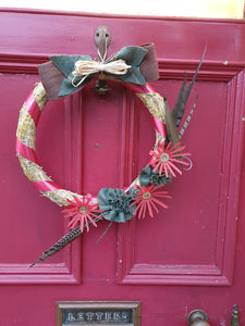 Tweed and Gun Cartridge Christmas Door Wreath / Garland