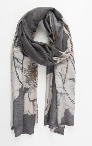 Super Soft Large Scarf with Illustrated Flowers