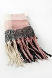 Super Soft Large Checkered Blanket Scarf with thick braided tassels.