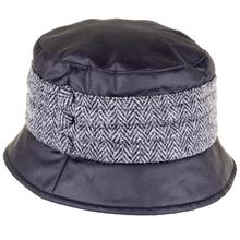 Amy Waxed Rain Hat with Harris Tweed Pleated Band