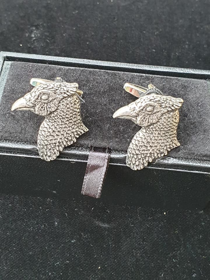 Pewter Country Style Cufflinks with Pheasant Head Design