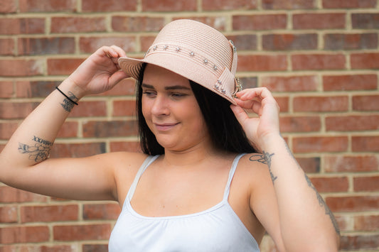 Pale pink , Hand Decorated Cloche Hat