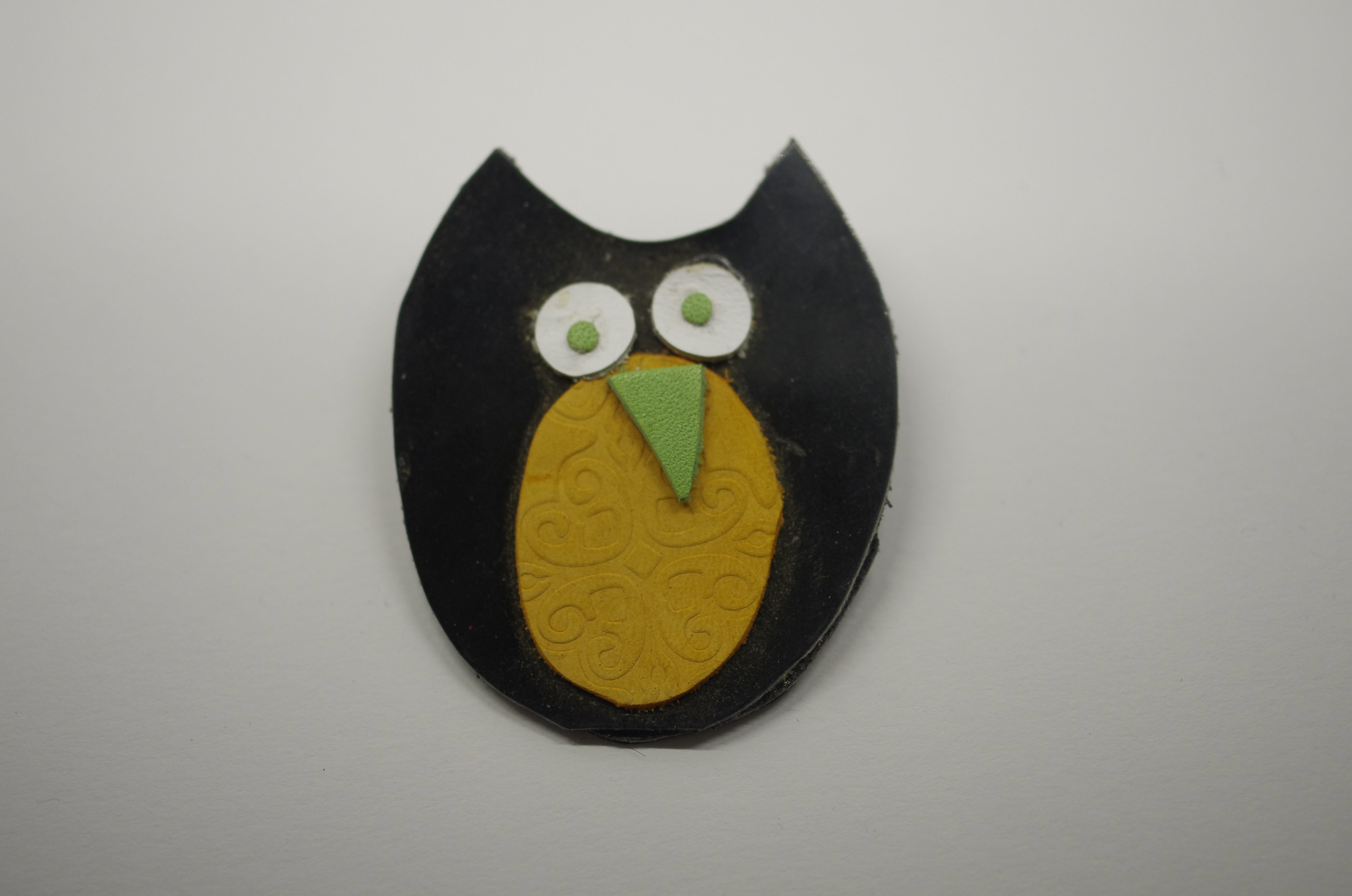 Owl Leather Brooch
