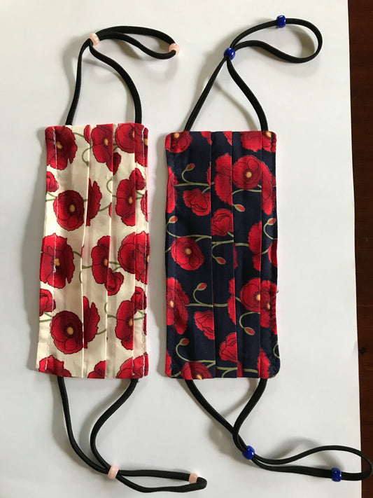 Poppy Fabric Pleated Face Mask