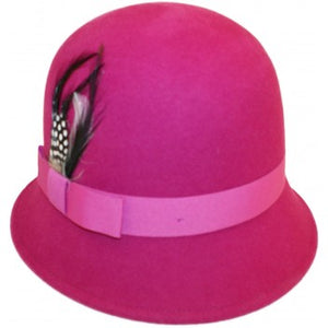 Womens Wool Felt Vintage Cloche Hat.