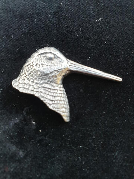 Pewter Tie Pin / Pin Badge Woodcock Head Design.