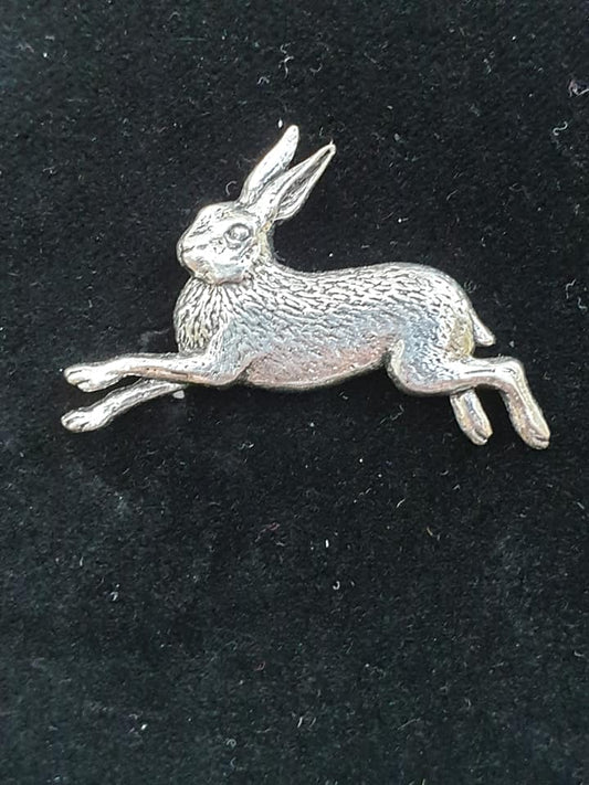 Pewter Tie Pin / Pin Badge Running Hare Design.