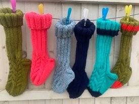 Classic Colours Ladies Hand Knitted Acrylic Wellie Socks