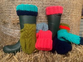Bright and Beautiful Ladies Hand Knitted Wellie Boot Socks